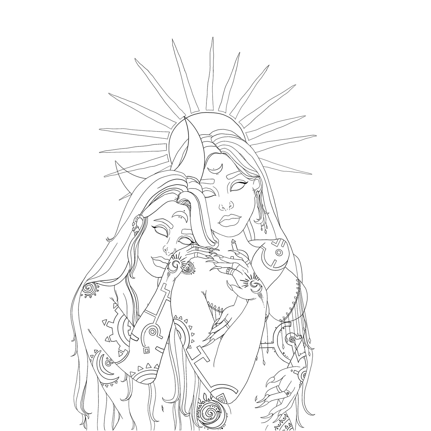 Sun and Moon Coloring Page
