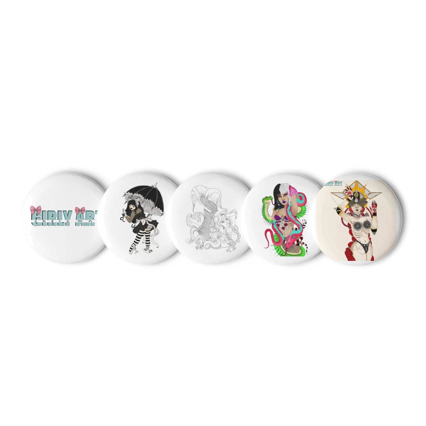 Set of pin buttons