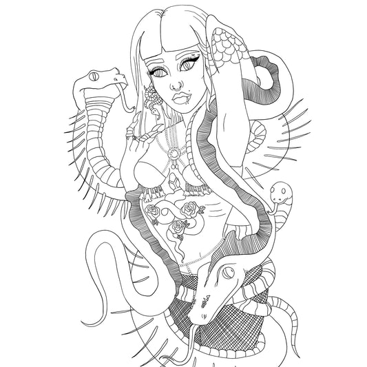 Snake Godess Coloring Page