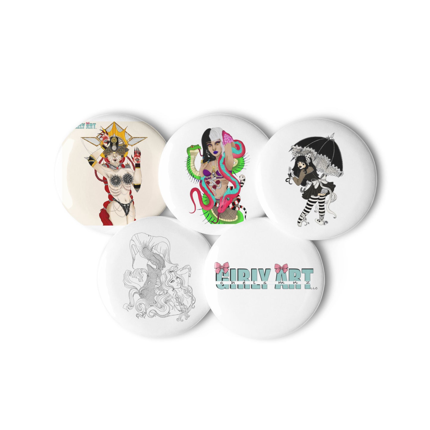 Set of pin buttons