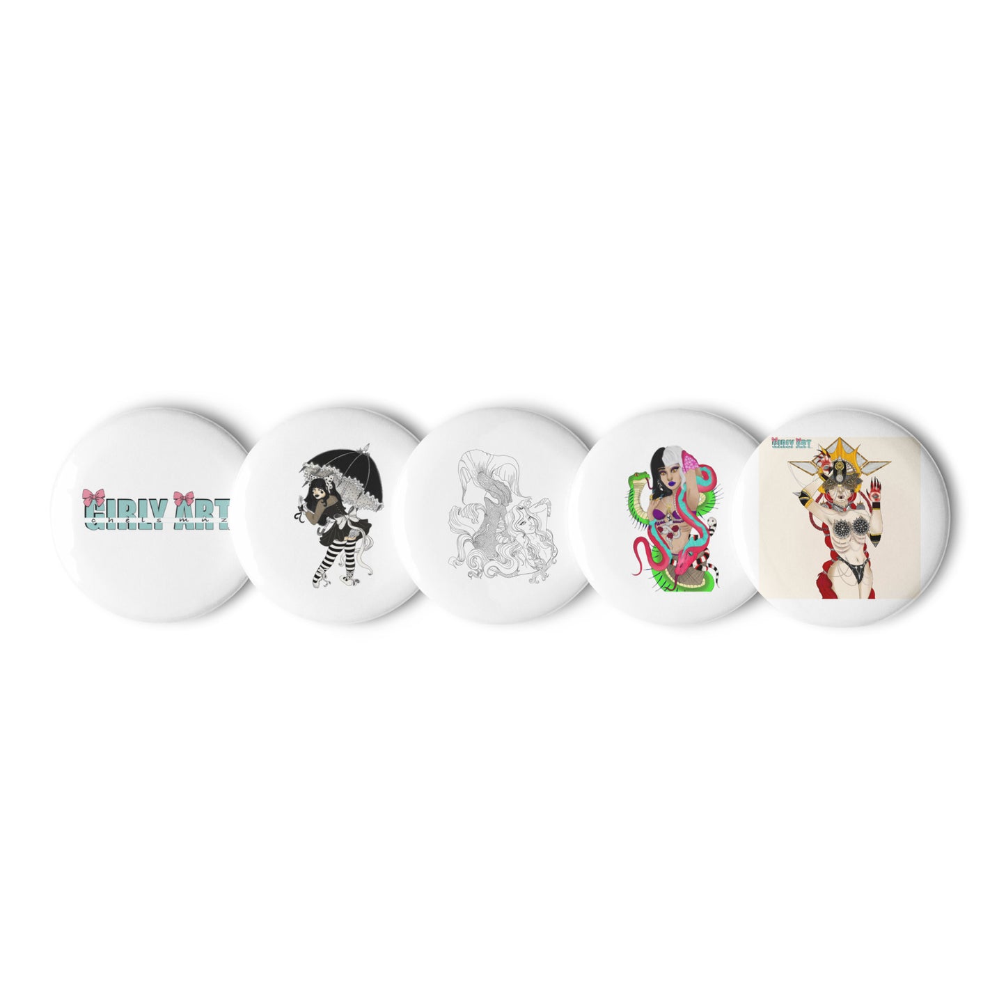 Set of pin buttons